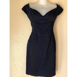 Zac Posen Navy Black Animal Print Dress